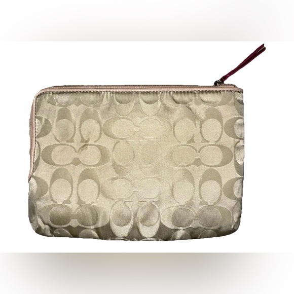 Coach Legacy Weekend Signature Nylon Sleeve Case Pouch Khaki Pink Accent - Picture 3 of 8